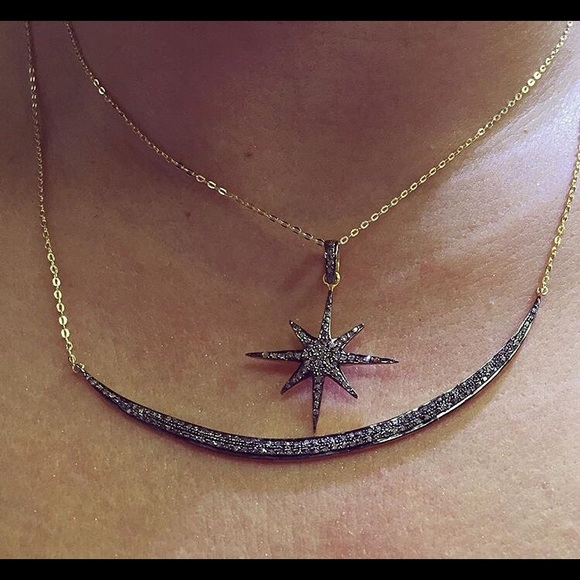 Champagne diamonds half moon necklace
