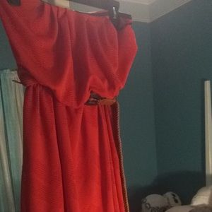 Strapless Red Orange dress