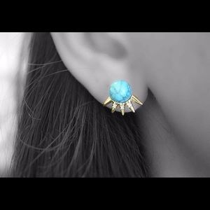 Turquoise/gold spike earring - brand new