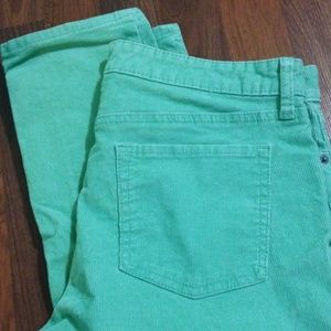 Mint green skinny corduroy pants