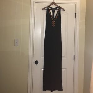 Long, beaded maxi dress