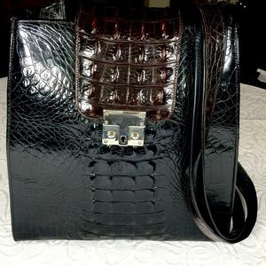 Sondra Roberts Croc Imprinted Shoulder Bag