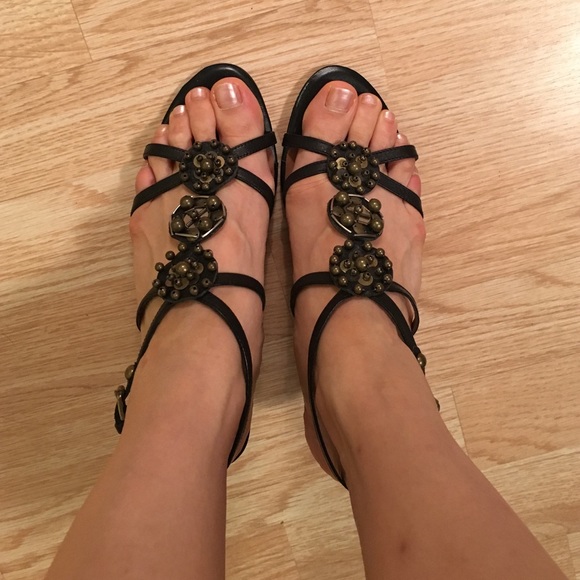 Nine West genuine leather gladiator heels sz 6.5