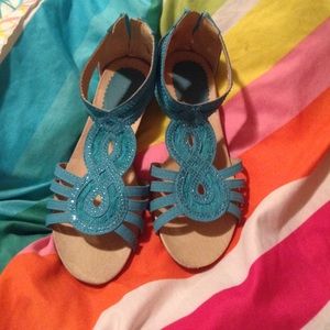 Blue sandal heel shoes