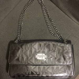 Authentic Michael kors gunmetal cross body