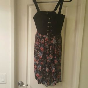 Jean top and floral  maxi dress