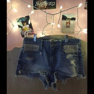 Crochet Pocket High Rise Shorts