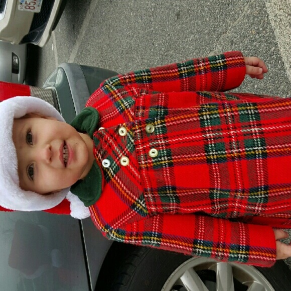 Old VINTAGE BABY COAT. RED PLAID . UNIQUE - Picture 4 of 4