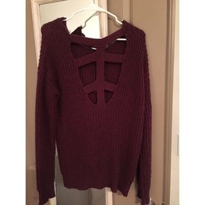 Oversized cut-out-back knit sweater