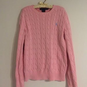 Pink Ralph Lauren polo cable knit sweater