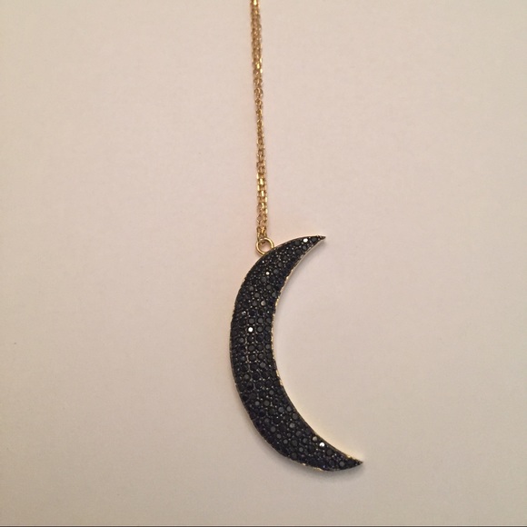 cz half moon necklace