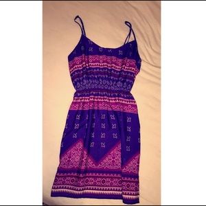 Pink and purple patterned short sundress