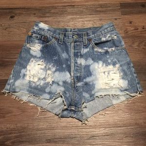 Acid wash high waisted shorts