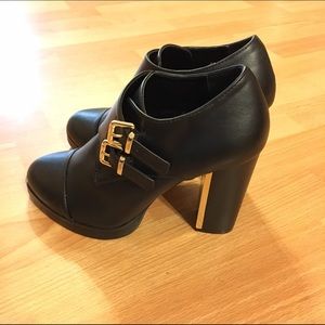Brand New Cute Gold Buckle Booties Heels