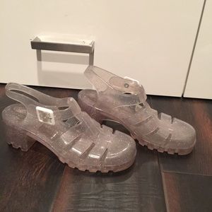 JuJu American apparel clear sparkle jellies