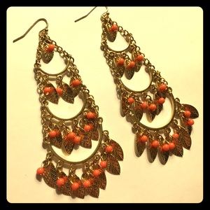 Gold and Pink Statement Earrings