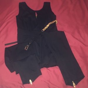 TEMP MARKDOWN‼️ Black Jumpsuit w/ Blk & Gold Belt