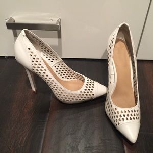 asos white leather pumps with detail