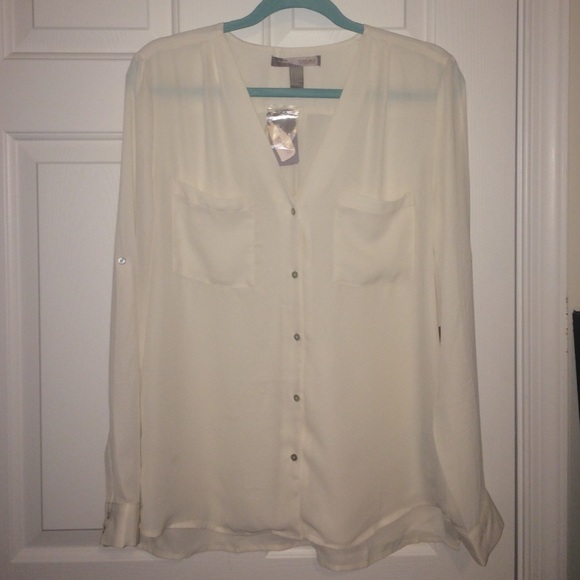 NWT cream sheer button down! - Picture 1 of 2