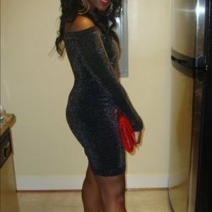 Black and gold glitter dress with keyhole back