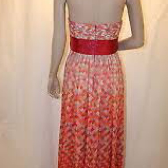BCBGMaxAzria Raspberry Silk Printed Gown Size 10 - Picture 2 of 4