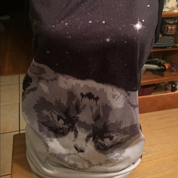 ModCloth Tops - Grumpy cat tank top cosmic Galaxy