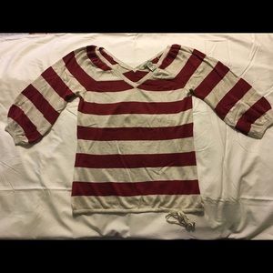 America Rag red and beige striped sweater