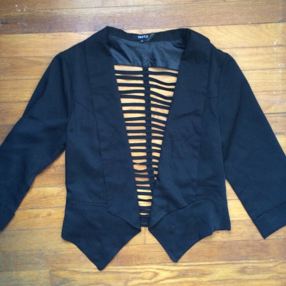 Cutout back black blazer