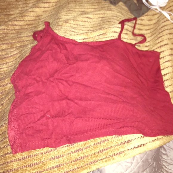 Red lace crop top
