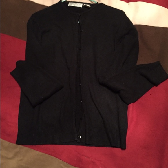 Black button down front sweater