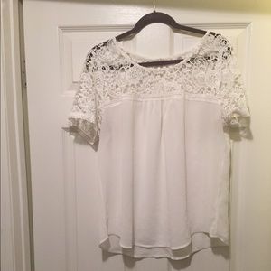 White lace detail top
