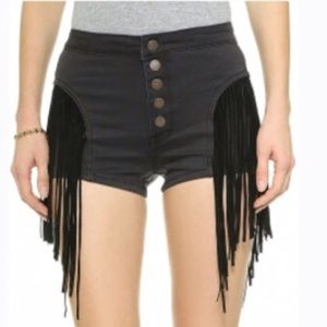 Black fringe shorts