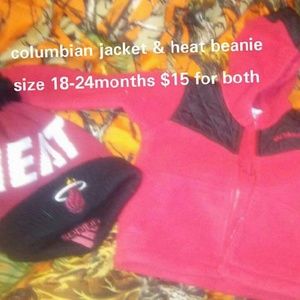 Kids miami heat beanie & columbia jacket .