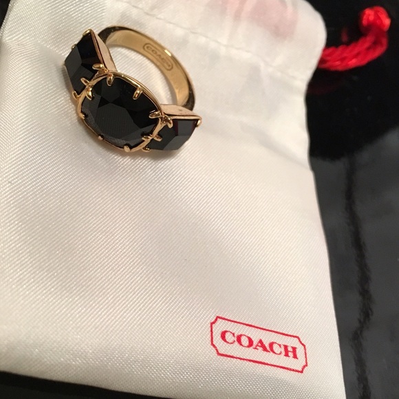 sz 7 Black & Gold Coach Ring