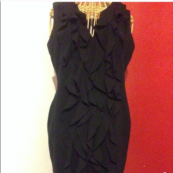 calvin klein black ruffle dress