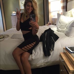 Black Strappy midi skirt