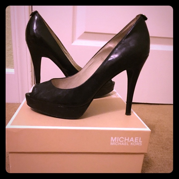 Michael Kors Black Peep Toe Pumps