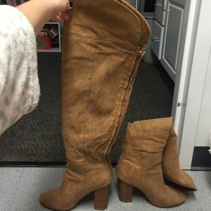 Over-the-knee only worn once beige boots