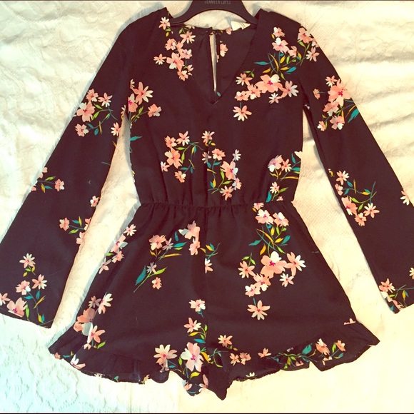 Silk sexy floral romper