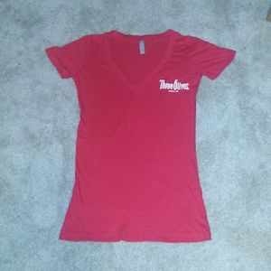 Red v-neck top