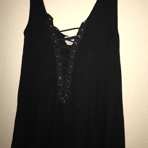 Black lace up romper - Picture 2 of 3