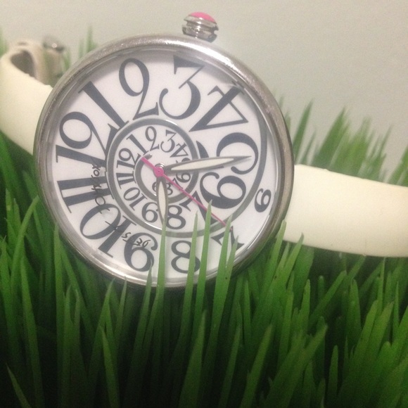 Betsey Johnson White Leather Watch