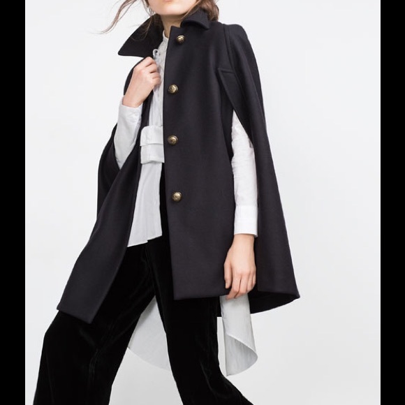Zara Jackets & Blazers - Zara Metallic Gold Button Cape Jacket Coat