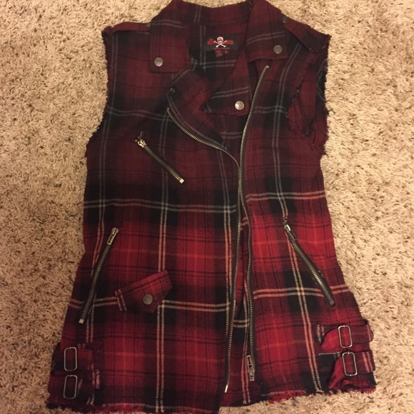 Hot Topic Jackets & Blazers - NWOT ROYAL BONES HOT TOPIC PLAID MOTO VEST