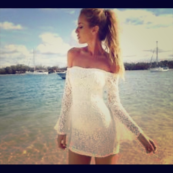 Shoulderless pink angel biba lace dress brand