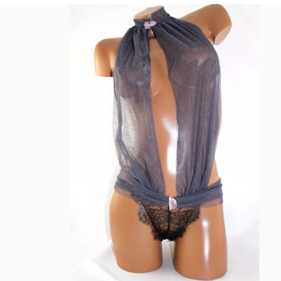 Vs lace and tulle halter teddy M