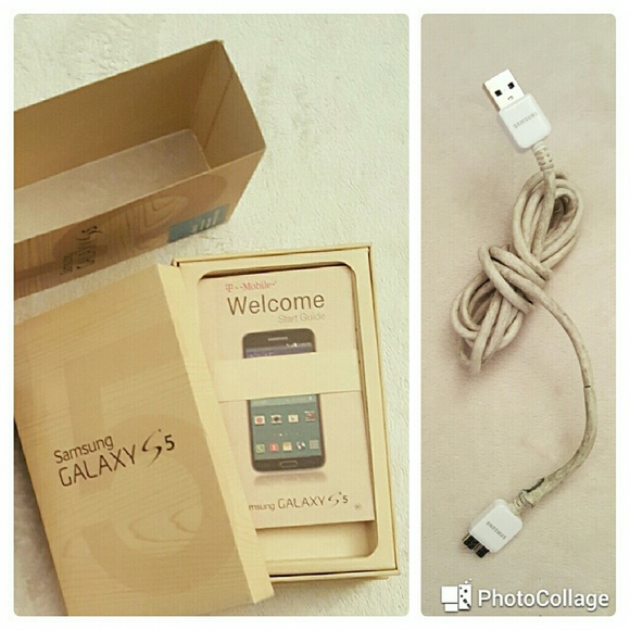 Empty Samsung Galaxy 5 Box and Charging Cord