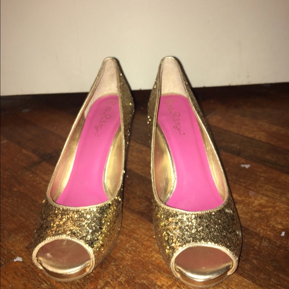 Lilly Pulitzer resort glitter wedges