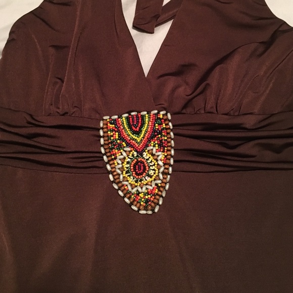 NWT Buffalo David Bitton brown beaded halter xs - Picture 2 of 3