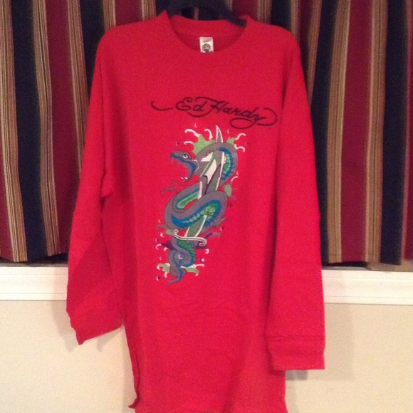 SOLD.Long sleeve 2xl red Ed Hardy